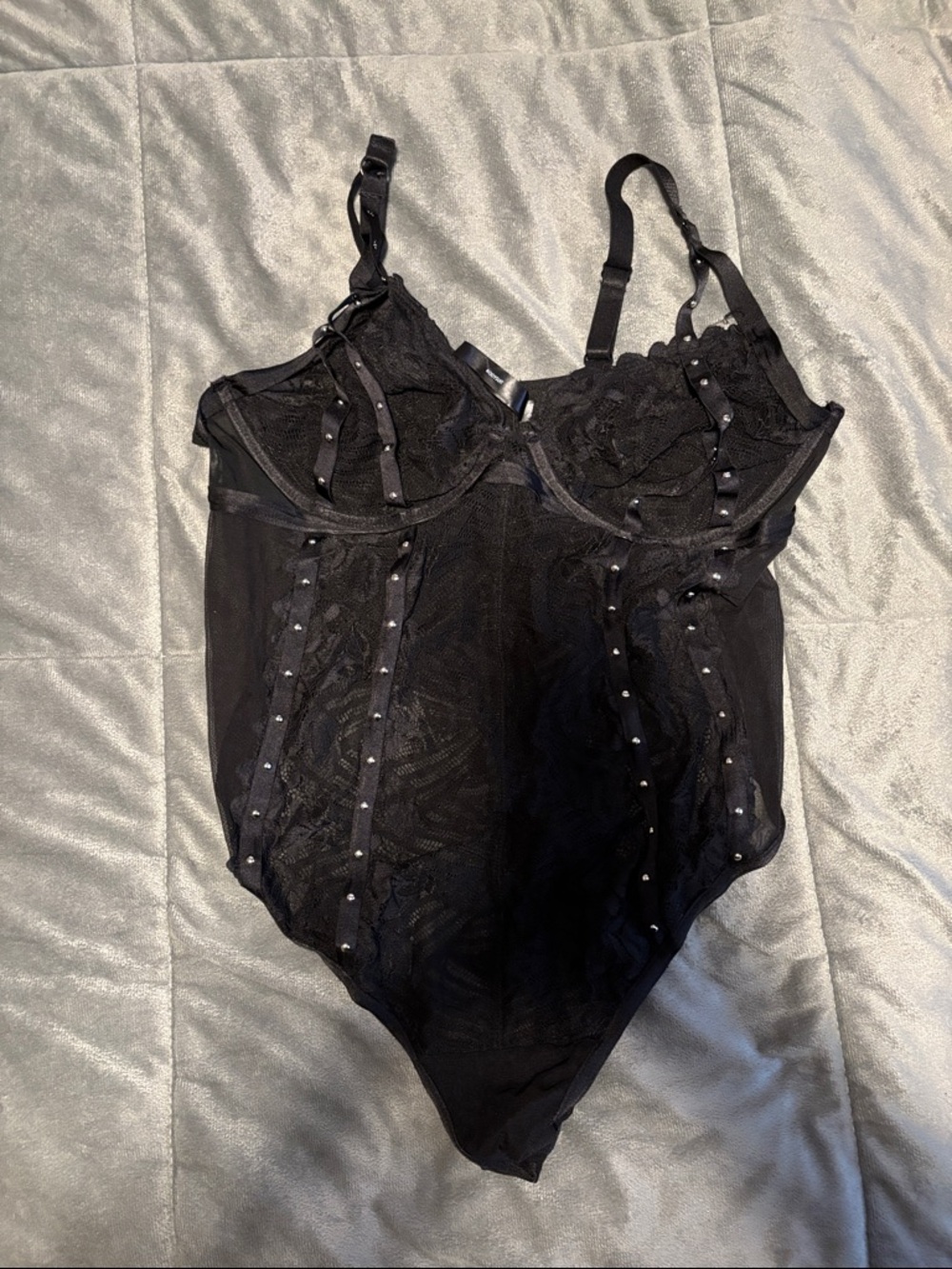 Torrid Black Lace Studded Bodysuit 0X